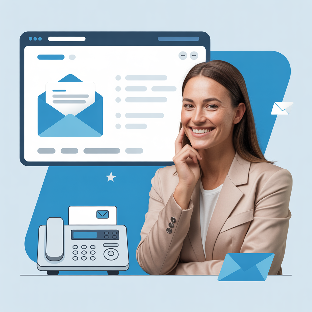 ideogram-v3.0_Zeige_eine_lächelnde_Mitarbeiterin_vor_einem_Bildschirm_mit_offenem_Mailaccount-0
